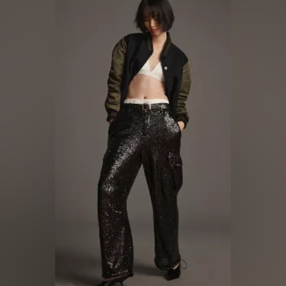 ANTHROPOLOGIE SEQUIN CARGO PANTS